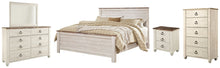 Load image into Gallery viewer, Willowton  Panel Bed With Mirrored Dresser, Chest And Nightstand
