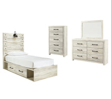 Load image into Gallery viewer, Cambeck  Panel Bed With 2 Storage Drawers With Mirrored Dresser And Chest
