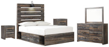 Load image into Gallery viewer, Drystan  Panel Bed With 2 Storage Drawers With Mirrored Dresser And 2 Nightstands
