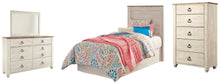 Load image into Gallery viewer, Willowton / Panel Headboard With Mirrored Dresser And Chest

