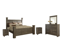 Load image into Gallery viewer, Juararo California King Poster Bed with Mirrored Dresser and 2 Nightstands
