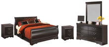 Load image into Gallery viewer, Huey Vineyard  Sleigh Bed With Mirrored Dresser And 2 Nightstands
