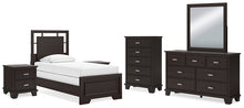 Load image into Gallery viewer, Covetown Twin Panel Bed with Mirrored Dresser, Chest and 2 Nightstands
