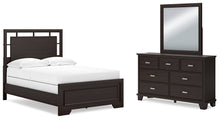 Load image into Gallery viewer, Covetown Full Panel Bed with Mirrored Dresser
