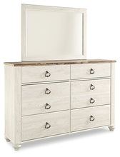 Load image into Gallery viewer, Willowton King Panel Bed with Mirrored Dresser and Nightstand
