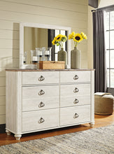 Load image into Gallery viewer, Willowton King Panel Bed with Mirrored Dresser and Nightstand
