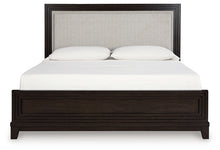 Load image into Gallery viewer, Neymorton California King Upholstered Panel Bed with Mirrored Dresser
