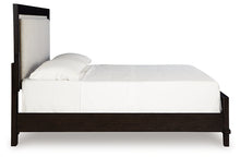 Load image into Gallery viewer, Neymorton California King Upholstered Panel Bed with Mirrored Dresser

