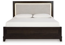 Load image into Gallery viewer, Neymorton California King Upholstered Panel Bed with Mirrored Dresser and 2 Nightstands
