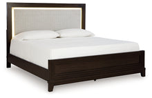 Load image into Gallery viewer, Neymorton California King Upholstered Panel Bed with Mirrored Dresser and 2 Nightstands
