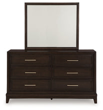Load image into Gallery viewer, Neymorton King Upholstered Panel Bed with Mirrored Dresser and Chest
