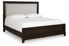 Load image into Gallery viewer, Neymorton King Upholstered Panel Bed with Mirrored Dresser and Chest
