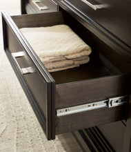 Load image into Gallery viewer, Neymorton King Upholstered Panel Bed with Mirrored Dresser, Chest and Nightstand
