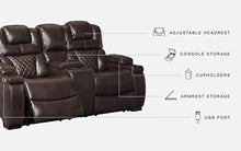 Load image into Gallery viewer, Warnerton PWR REC Loveseat/CON/ADJ HDRST
