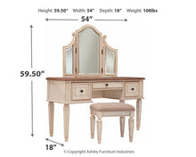 Load image into Gallery viewer, Realyn Vanity/Mirror/Stool (3/CN)
