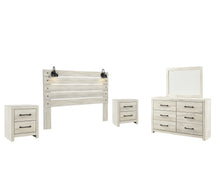 Load image into Gallery viewer, Cambeck  Panel Headboard With Mirrored Dresser And 2 Nightstands
