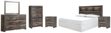 Load image into Gallery viewer, Drystan King/California King Bookcase Headboard with Mirrored Dresser, Chest and 2 Nightstands
