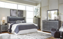Load image into Gallery viewer, Lodanna King/California King Upholstered Panel Headboard with Mirrored Dresser, Chest and 2 Nightstands
