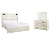 Load image into Gallery viewer, Cambeck King Panel Bed with Mirrored Dresser
