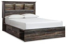 Load image into Gallery viewer, Drystan Queen Bookcase Bed with 2 Storage Drawers with Mirrored Dresser and Chest
