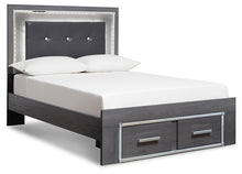 Load image into Gallery viewer, Lodanna King Panel Bed with 2 Storage Drawers with Mirrored Dresser, Chest and Nightstand
