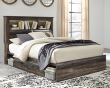 Load image into Gallery viewer, Drystan Queen Bookcase Bed with 2 Storage Drawers with Mirrored Dresser and Chest
