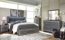 Load image into Gallery viewer, Lodanna King Panel Bed with 2 Storage Drawers with Mirrored Dresser, Chest and 2 Nightstands
