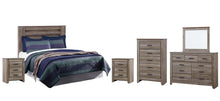 Load image into Gallery viewer, Zelen King/California King Panel Headboard with Mirrored Dresser, Chest and 2 Nightstands
