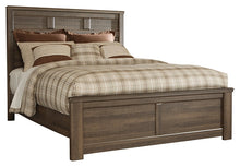 Load image into Gallery viewer, Juararo Queen Panel Bed with Mirrored Dresser, Chest and 2 Nightstands
