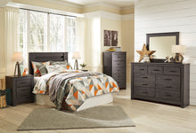 Load image into Gallery viewer, Brinxton Queen/Full Panel Headboard with Mirrored Dresser and 2 Nightstands

