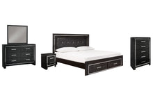 Load image into Gallery viewer, Kaydell King Panel Bed with Storage with Mirrored Dresser, Chest and Nightstand
