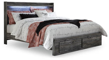 Load image into Gallery viewer, Baystorm King Panel Bed with 2 Storage Drawers with Mirrored Dresser, and Nightstand
