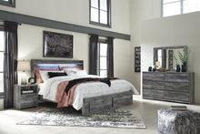 Load image into Gallery viewer, Baystorm King Panel Bed with 2 Storage Drawers with Mirrored Dresser, and Nightstand

