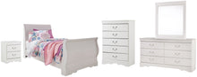 Load image into Gallery viewer, Anarasia Twin Sleigh Bed with Mirrored Dresser, Chest and Nightstand
