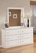 Load image into Gallery viewer, Bostwick Shoals Queen/Full Panel Headboard with Mirrored Dresser and Chest
