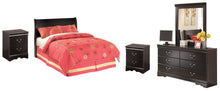 Load image into Gallery viewer, Huey Vineyard Full Sleigh Headboard with Mirrored Dresser and 2 Nightstands
