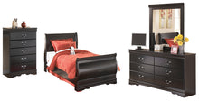 Load image into Gallery viewer, Huey Vineyard Twin Sleigh Bed with Mirrored Dresser and Chest
