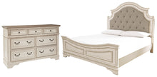 Load image into Gallery viewer, Realyn Queen Upholstered Panel Bed with Dresser
