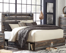 Load image into Gallery viewer, Drystan King Panel Bed with 2 Storage Drawers with Mirrored Dresser and Chest
