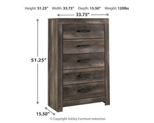 Load image into Gallery viewer, Wynnlow King Crossbuck Panel Bed with Mirrored Dresser and Chest
