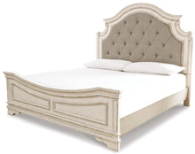 Load image into Gallery viewer, Realyn Queen Upholstered Panel Bed with Mirrored Dresser and Chest
