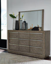 Load image into Gallery viewer, Anibecca Queen Upholstered Panel Bed with Mirrored Dresser and Chest
