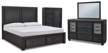 Load image into Gallery viewer, Foyland King Panel Storage Bed with Mirrored Dresser and Chest

