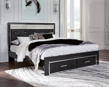 Load image into Gallery viewer, Kaydell King Upholstered Panel Storage Platform Bed with Mirrored Dresser and 2 Nightstands
