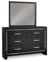 Load image into Gallery viewer, Kaydell King Upholstered Panel Platform Bed with Mirrored Dresser
