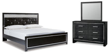 Load image into Gallery viewer, Kaydell King Upholstered Panel Bed with Mirrored Dresser
