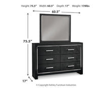 Load image into Gallery viewer, Kaydell King Upholstered Panel Headboard with Mirrored Dresser
