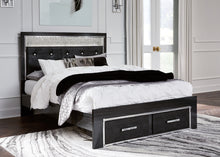 Load image into Gallery viewer, Kaydell Queen Upholstered Panel Storage Platform Bed with Mirrored Dresser and 2 Nightstands
