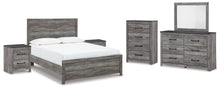 Load image into Gallery viewer, Bronyan Queen Panel Bed with Mirrored Dresser and 2 Nightstands
