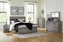 Load image into Gallery viewer, Bronyan Queen Panel Bed with Mirrored Dresser and 2 Nightstands
